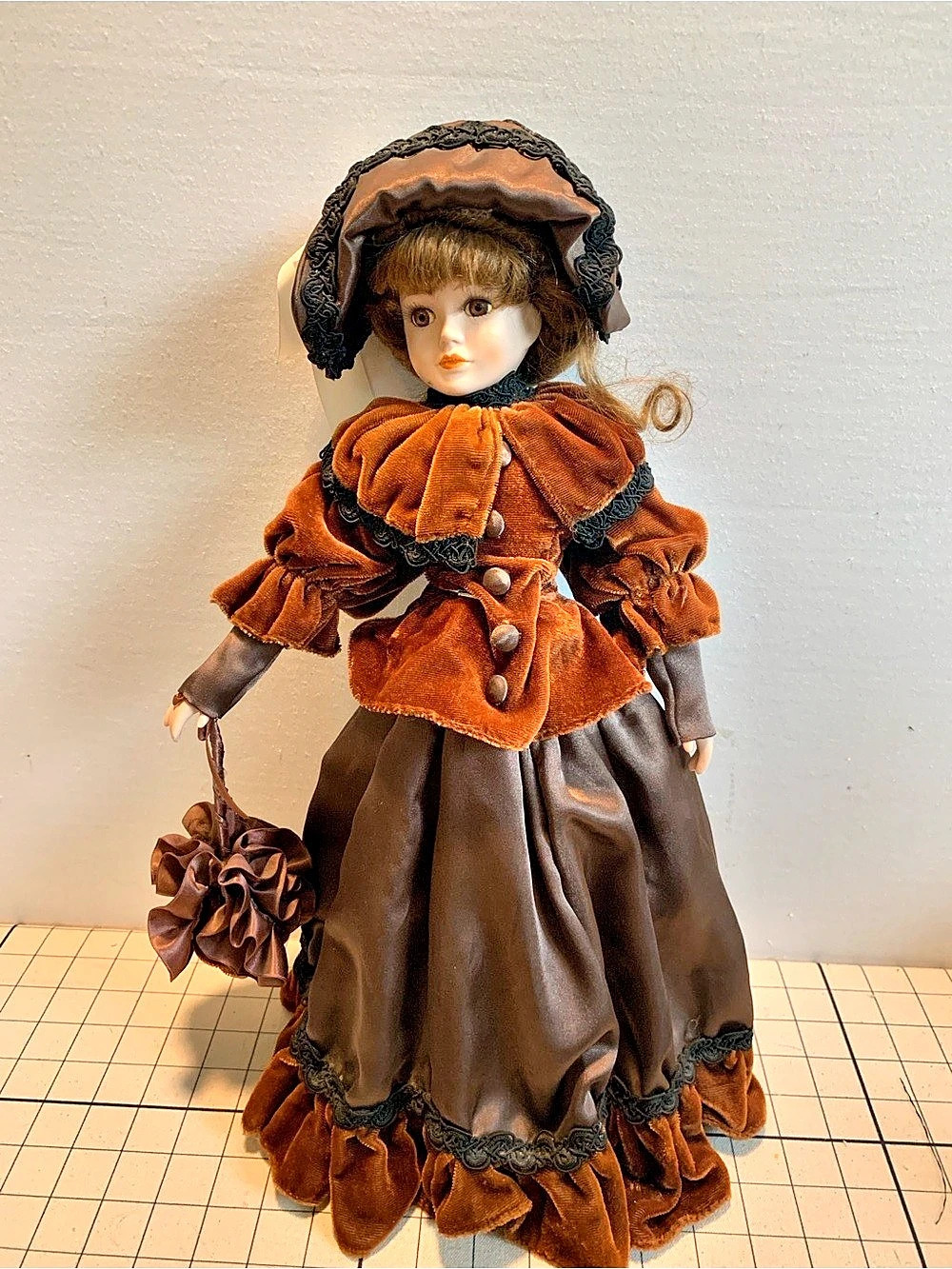 Vintage Victorian 18” Porcelain Doll with stand- the ultimate Christmas surprise